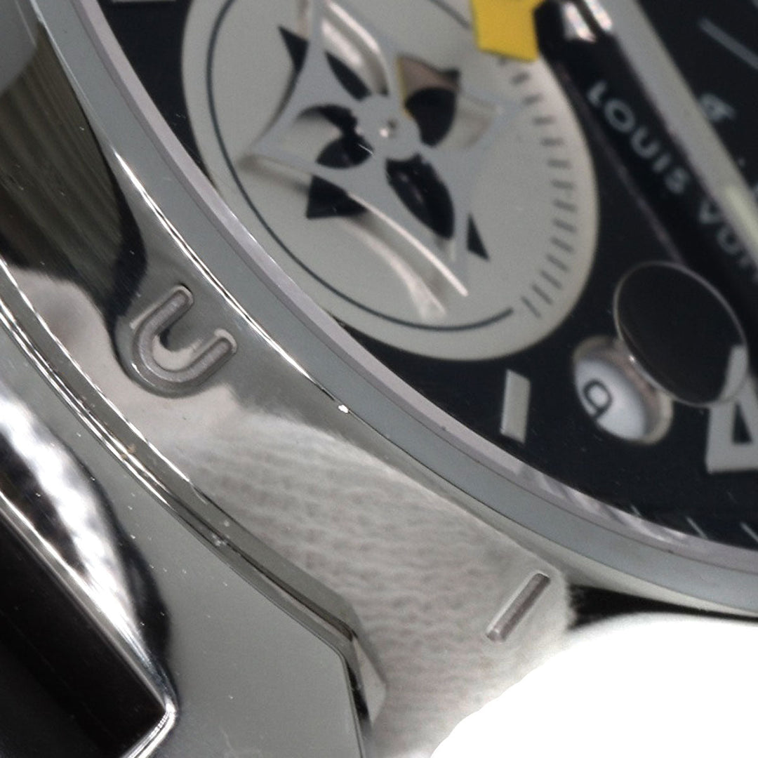 LOUIS VUITTON Watches Quartz Q132G Stainless Steel, Rubber Silver Tambour Lovely Cup black dial Women Used Authentic