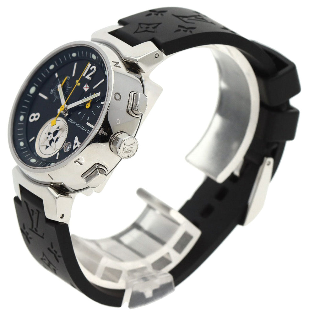 LOUIS VUITTON Watches Quartz Q132G Stainless Steel, Rubber Silver Tambour Lovely Cup black dial Women Used Authentic