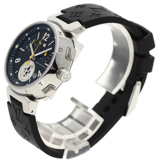 LOUIS VUITTON Watches Quartz Q132G Stainless Steel, Rubber Silver Tambour Lovely Cup black dial Women Used Authentic