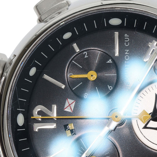 LOUIS VUITTON Watches Quartz Q132G Stainless Steel, Rubber Silver Tambour Lovely Cup black dial Women Used Authentic