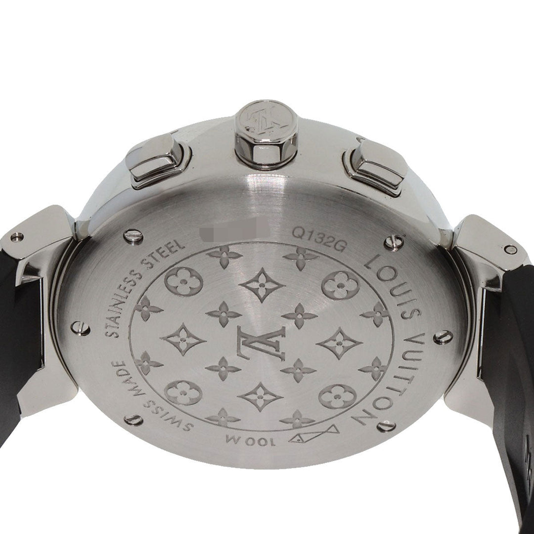 LOUIS VUITTON Watches Quartz Q132G Stainless Steel, Rubber Silver Tambour Lovely Cup black dial Women Used Authentic