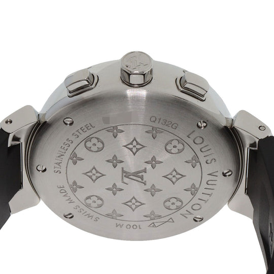 LOUIS VUITTON Watches Quartz Q132G Stainless Steel, Rubber Silver Tambour Lovely Cup black dial Women Used Authentic