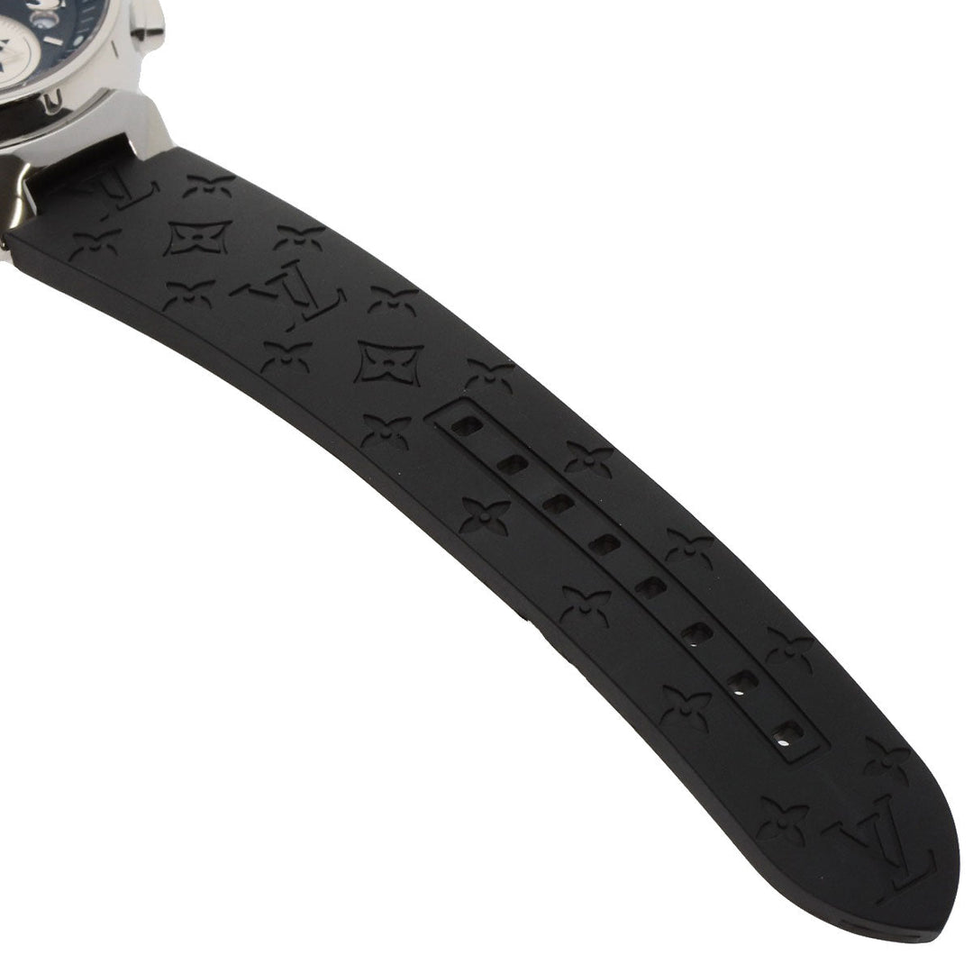 LOUIS VUITTON Watches Quartz Q132G Stainless Steel, Rubber Silver Tambour Lovely Cup black dial Women Used Authentic