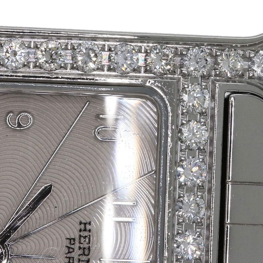HERMES Watches Quartz HH1.230 Stainless Steel, Stainless Steel, Diamond Silver H Watch Bezel Diamond Ivory dial Women Used Authentic