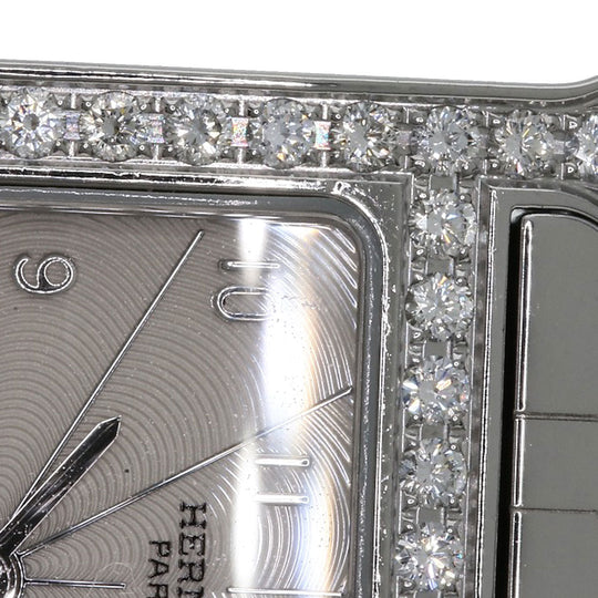 HERMES Watches Quartz HH1.230 Stainless Steel, Stainless Steel, Diamond Silver H Watch Bezel Diamond Ivory dial Women Used Authentic