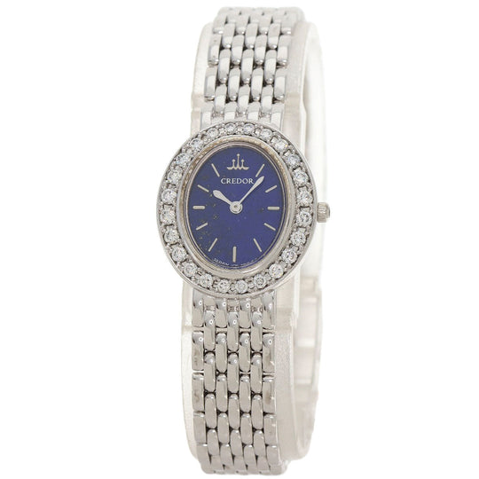 SEIKO Watches Quartz 1E70-0DD0 K18WG, K18WG, Diamond Silver CREDOR Bezel Diamond lapis lazuli dial Women Used Authentic