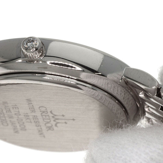 SEIKO Watches Quartz 1E70-0DD0 K18WG, K18WG, Diamond Silver CREDOR Bezel Diamond lapis lazuli dial Women Used Authentic