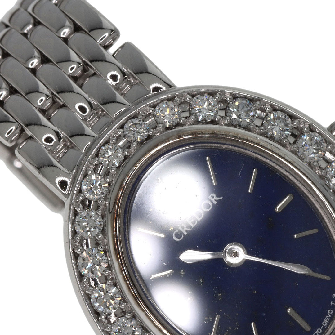 SEIKO Watches Quartz 1E70-0DD0 K18WG, K18WG, Diamond Silver CREDOR Bezel Diamond lapis lazuli dial Women Used Authentic