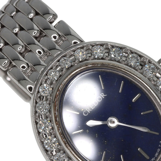 SEIKO Watches Quartz 1E70-0DD0 K18WG, K18WG, Diamond Silver CREDOR Bezel Diamond lapis lazuli dial Women Used Authentic
