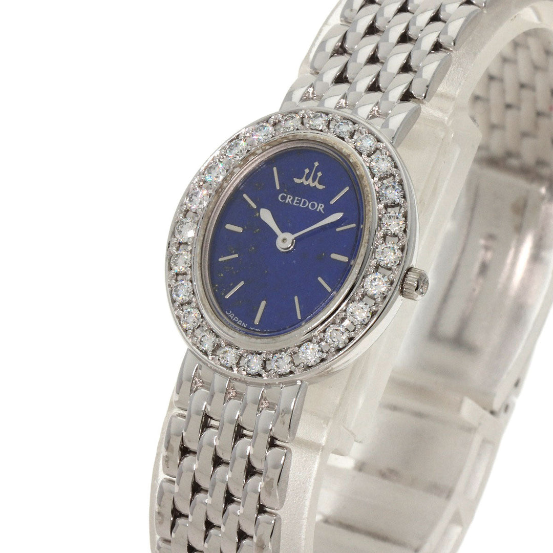 SEIKO Watches Quartz 1E70-0DD0 K18WG, K18WG, Diamond Silver CREDOR Bezel Diamond lapis lazuli dial Women Used Authentic
