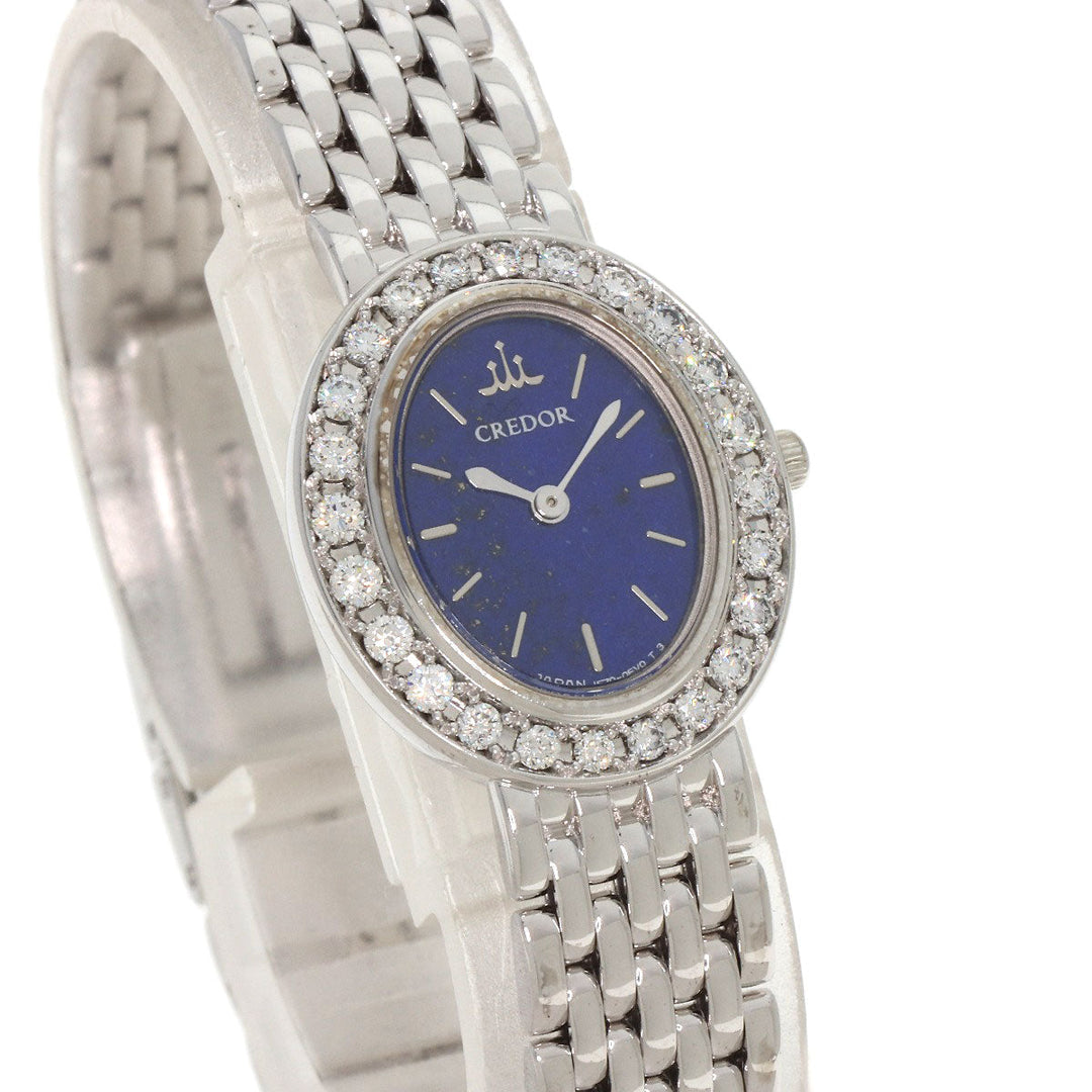 SEIKO Watches Quartz 1E70-0DD0 K18WG, K18WG, Diamond Silver CREDOR Bezel Diamond lapis lazuli dial Women Used Authentic