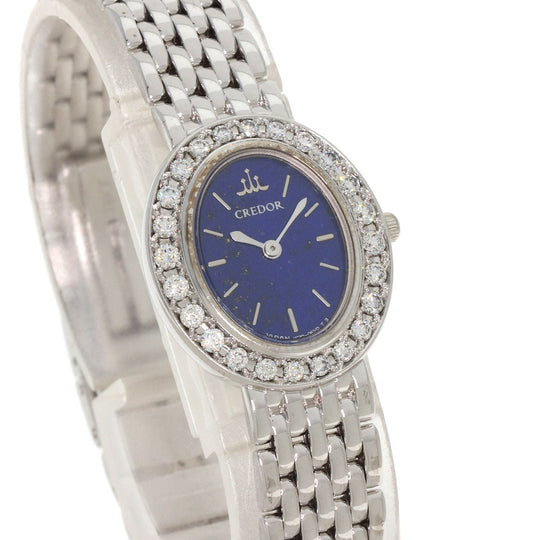 SEIKO Watches Quartz 1E70-0DD0 K18WG, K18WG, Diamond Silver CREDOR Bezel Diamond lapis lazuli dial Women Used Authentic