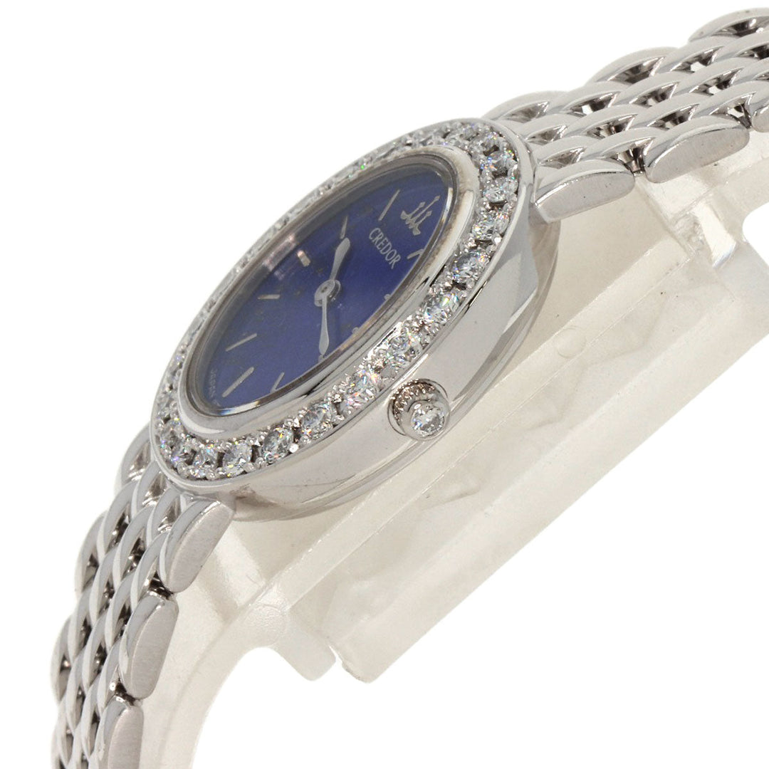 SEIKO Watches Quartz 1E70-0DD0 K18WG, K18WG, Diamond Silver CREDOR Bezel Diamond lapis lazuli dial Women Used Authentic