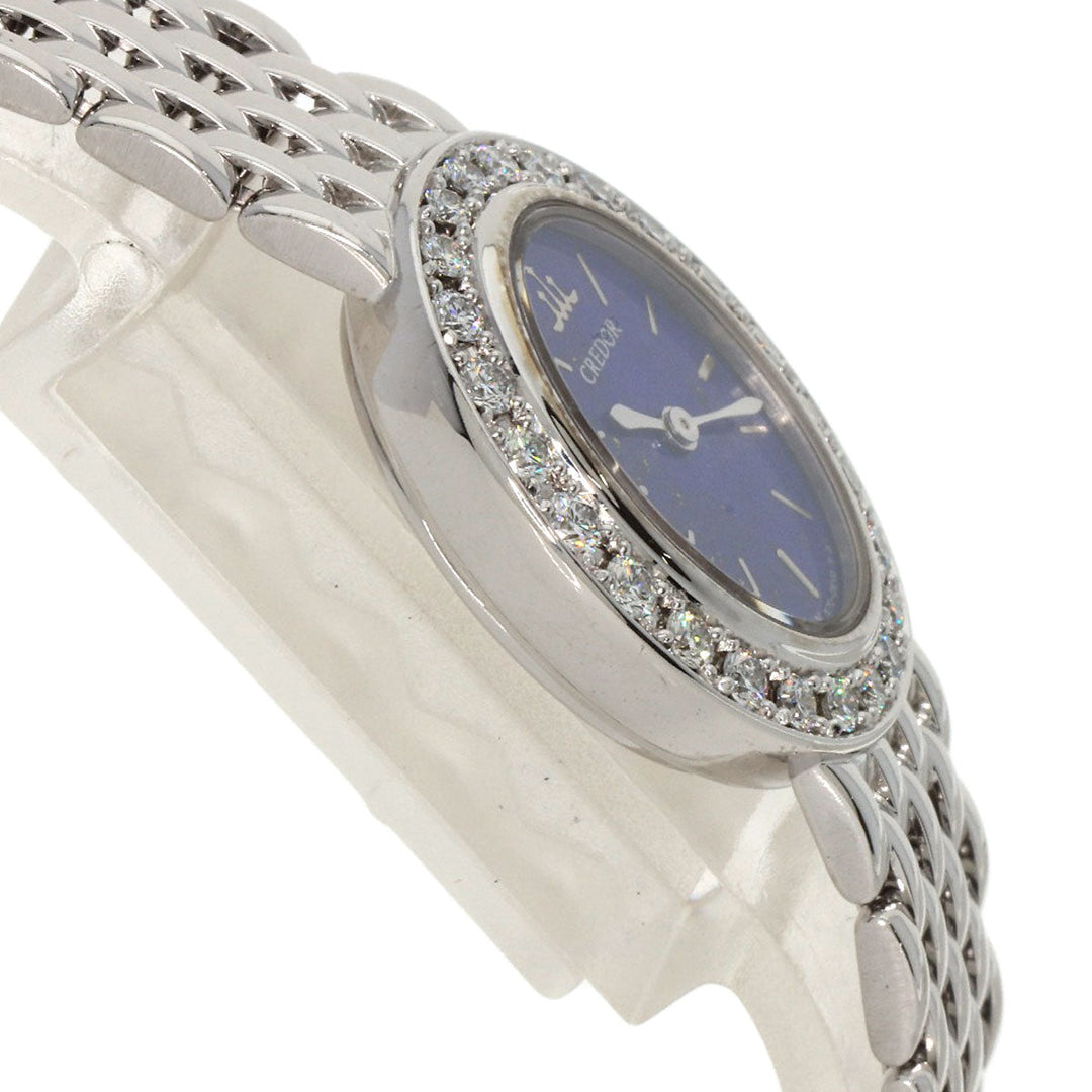 SEIKO Watches Quartz 1E70-0DD0 K18WG, K18WG, Diamond Silver CREDOR Bezel Diamond lapis lazuli dial Women Used Authentic