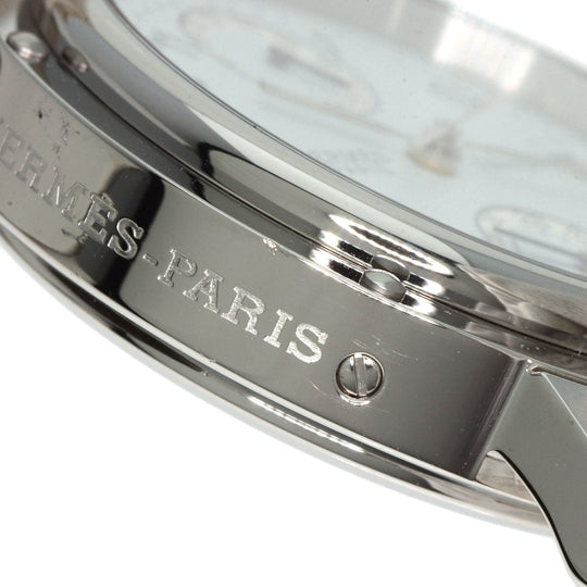 HERMES Watches Mechanical Automatic CL5.710 Stainless Steel, Leather Silver Clipper Power Reserve white dial mens Used Authentic