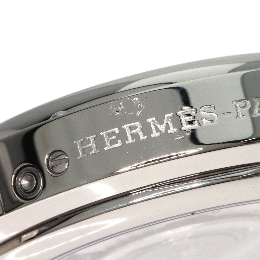 HERMES Watches Mechanical Automatic CL5.710 Stainless Steel, Leather Silver Clipper Power Reserve white dial mens Used Authentic
