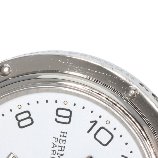 HERMES Watches Mechanical Automatic CL5.710 Stainless Steel, Leather Silver Clipper Power Reserve white dial mens Used Authentic