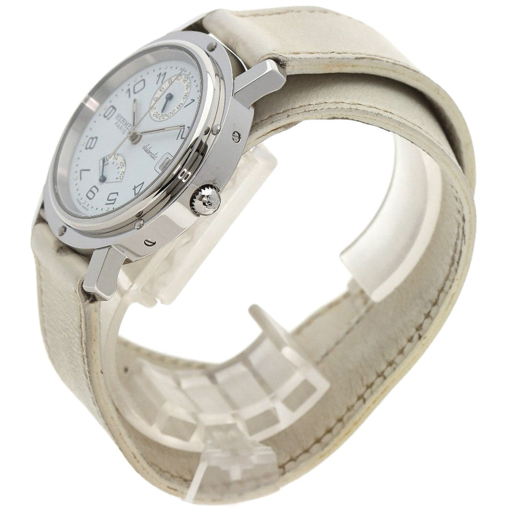 HERMES Watches Mechanical Automatic CL5.710 Stainless Steel, Leather Silver Clipper Power Reserve white dial mens Used Authentic