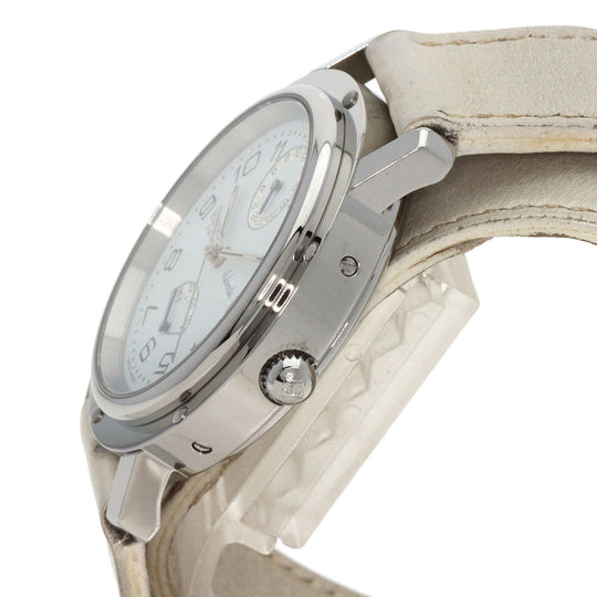 HERMES Watches Mechanical Automatic CL5.710 Stainless Steel, Leather Silver Clipper Power Reserve white dial mens Used Authentic
