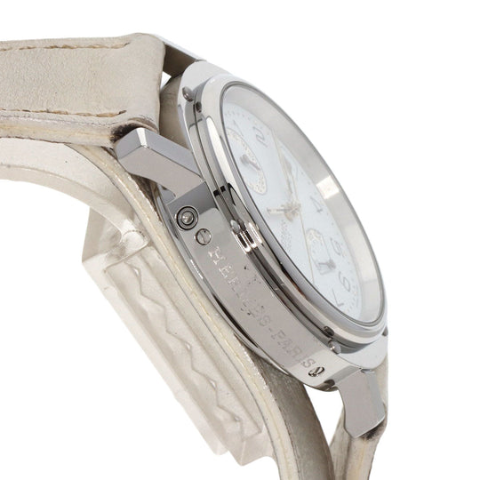 HERMES Watches Mechanical Automatic CL5.710 Stainless Steel, Leather Silver Clipper Power Reserve white dial mens Used Authentic