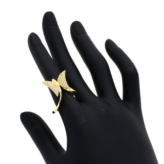STAURINO Ring 18K Yellow Gold gold Butterfly Diamond Women Used Authentic