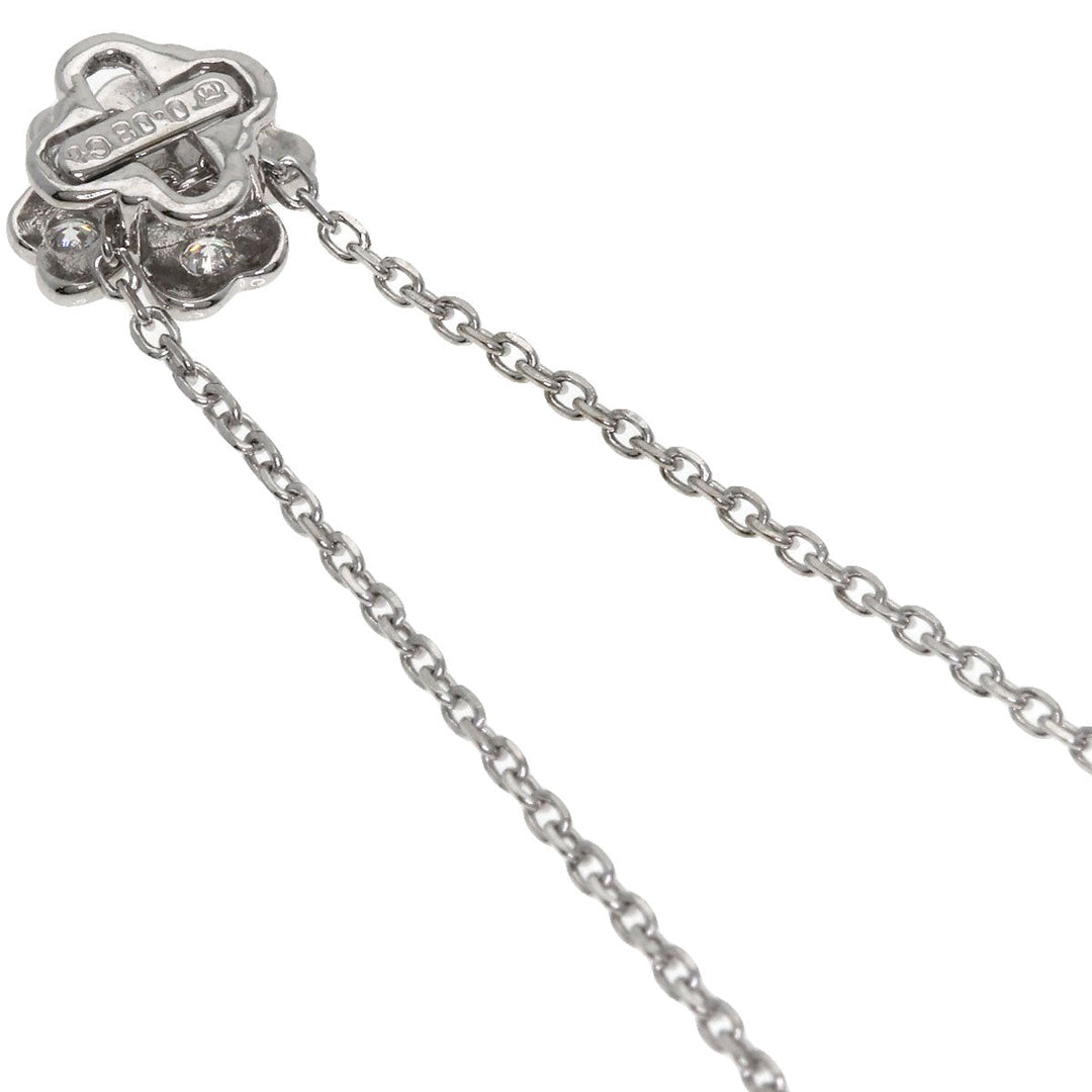 MIKIMOTO Necklace K18WG Silver Clover Diamond Women Used Authentic