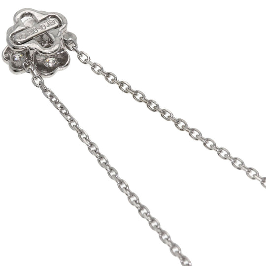 MIKIMOTO Necklace K18WG Silver Clover Diamond Women Used Authentic