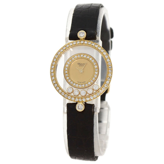 Chopard Watches Quartz 20/3957 K18YG , Leather , Diamond gold Happy diamond gold dial Women Used Authentic