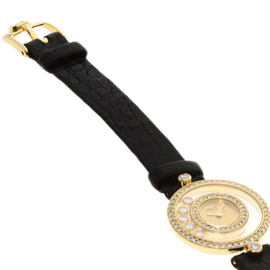 Chopard Watches Quartz 20/3957 K18YG , Leather , Diamond gold Happy diamond gold dial Women Used Authentic