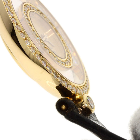 Chopard Watches Quartz 20/3957 K18YG , Leather , Diamond gold Happy diamond gold dial Women Used Authentic