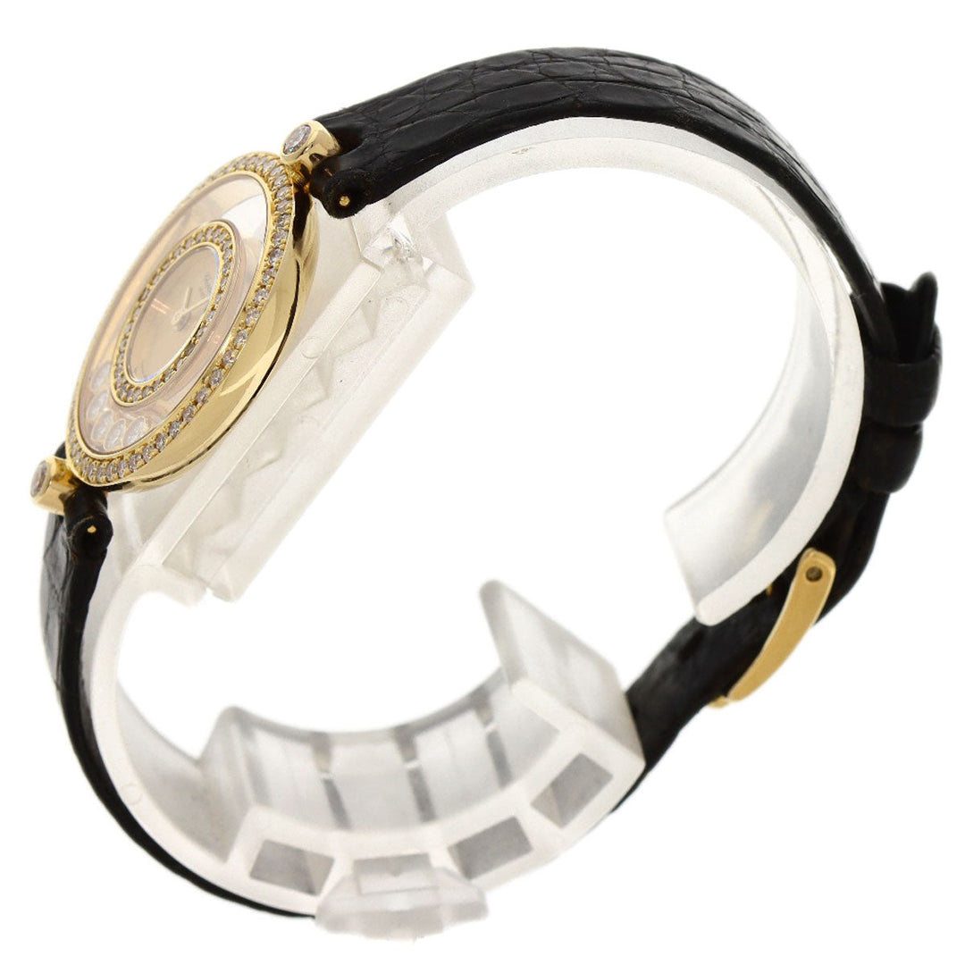 Chopard Watches Quartz 20/3957 K18YG , Leather , Diamond gold Happy diamond gold dial Women Used Authentic