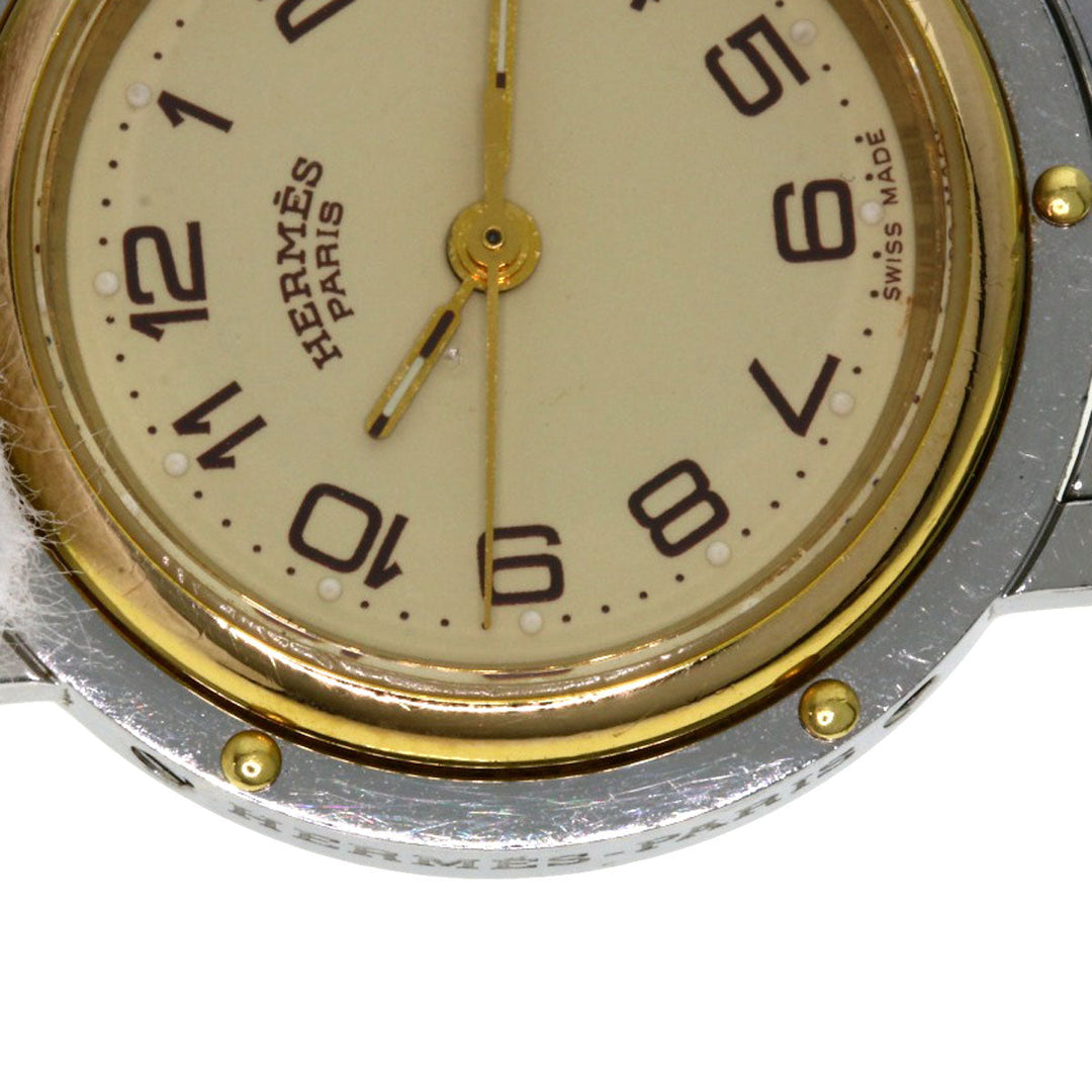 HERMES Watches Quartz CL3.240 Stainless Steel , SSxGP gold Clipper Ivory dial Women Used Authentic
