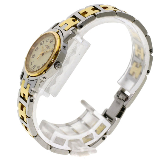 HERMES Watches Quartz CL3.240 Stainless Steel , SSxGP gold Clipper Ivory dial Women Used Authentic