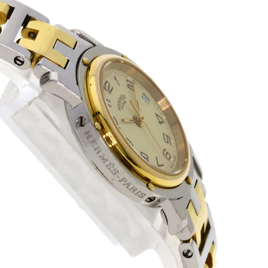 HERMES Watches Quartz CL3.240 Stainless Steel , SSxGP gold Clipper Ivory dial Women Used Authentic