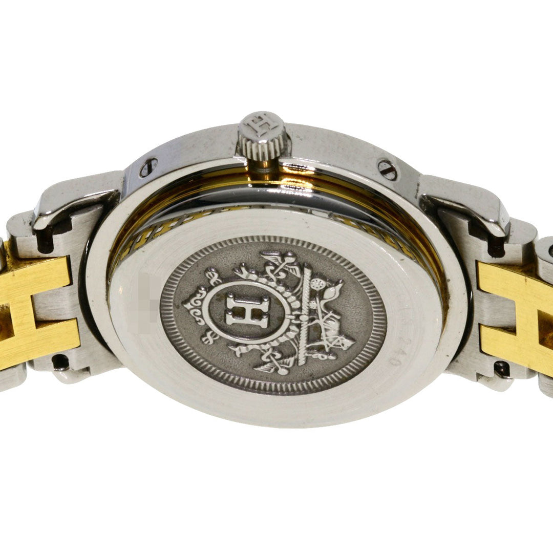 HERMES Watches Quartz CL3.240 Stainless Steel , SSxGP gold Clipper Ivory dial Women Used Authentic