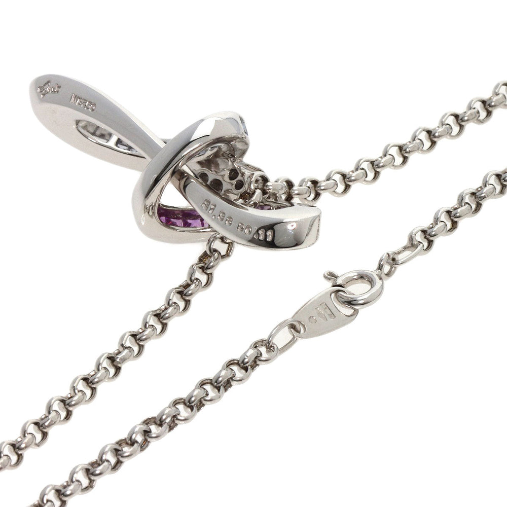 JUNE Necklace K18WG Silver Sapphire diamond Women Used Authentic