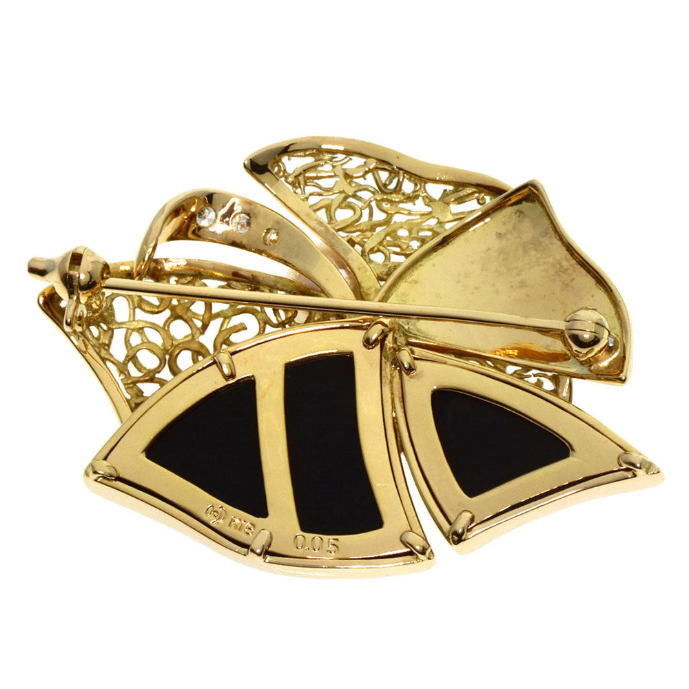 TASAKI Brooch 18K Yellow Gold gold Akoya Pearl Onyx Diamond