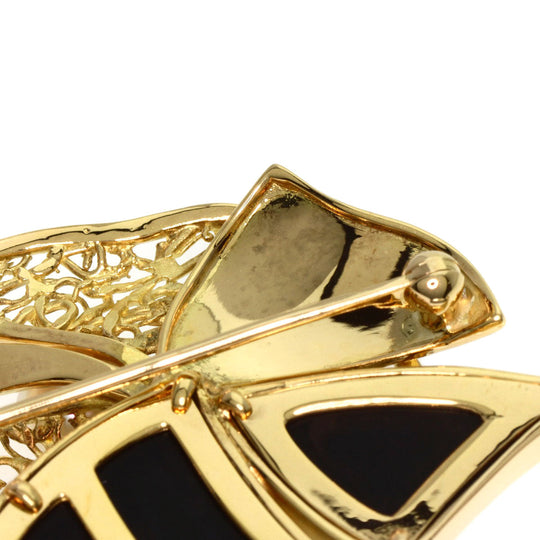 TASAKI Brooch 18K Yellow Gold gold Akoya Pearl Onyx Diamond