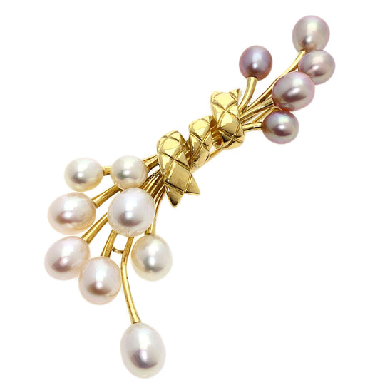 MIKIMOTO Brooch 18K Yellow Gold gold Freshwater Pearl Women Used Authentic
