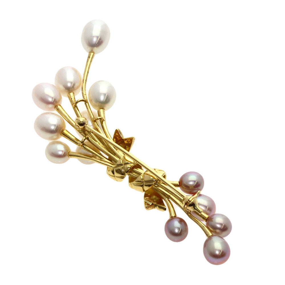 MIKIMOTO Brooch 18K Yellow Gold gold Freshwater Pearl Women Used Authentic