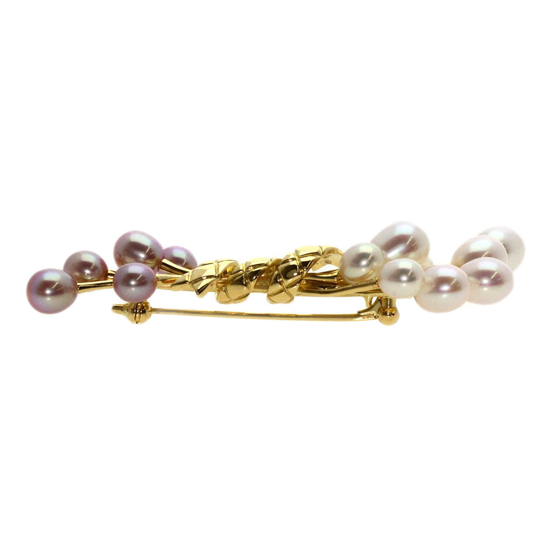 MIKIMOTO Brooch 18K Yellow Gold gold Freshwater Pearl Women Used Authentic