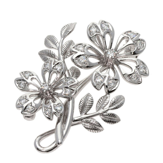 MIKIMOTO Brooch K18WG Silver Flower motif diamond