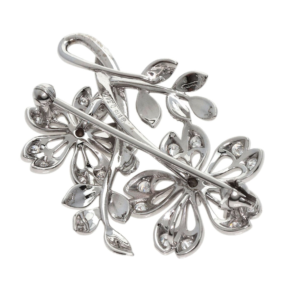 MIKIMOTO Brooch K18WG Silver Flower motif diamond