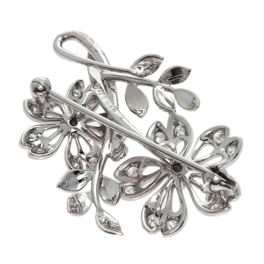 MIKIMOTO Brooch K18WG Silver Flower motif diamond