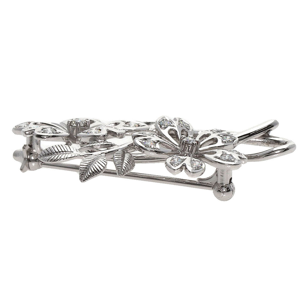 MIKIMOTO Brooch K18WG Silver Flower motif diamond