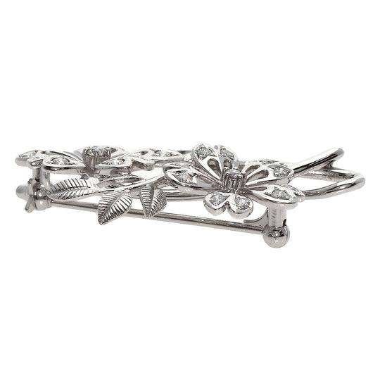 MIKIMOTO Brooch K18WG Silver Flower motif diamond