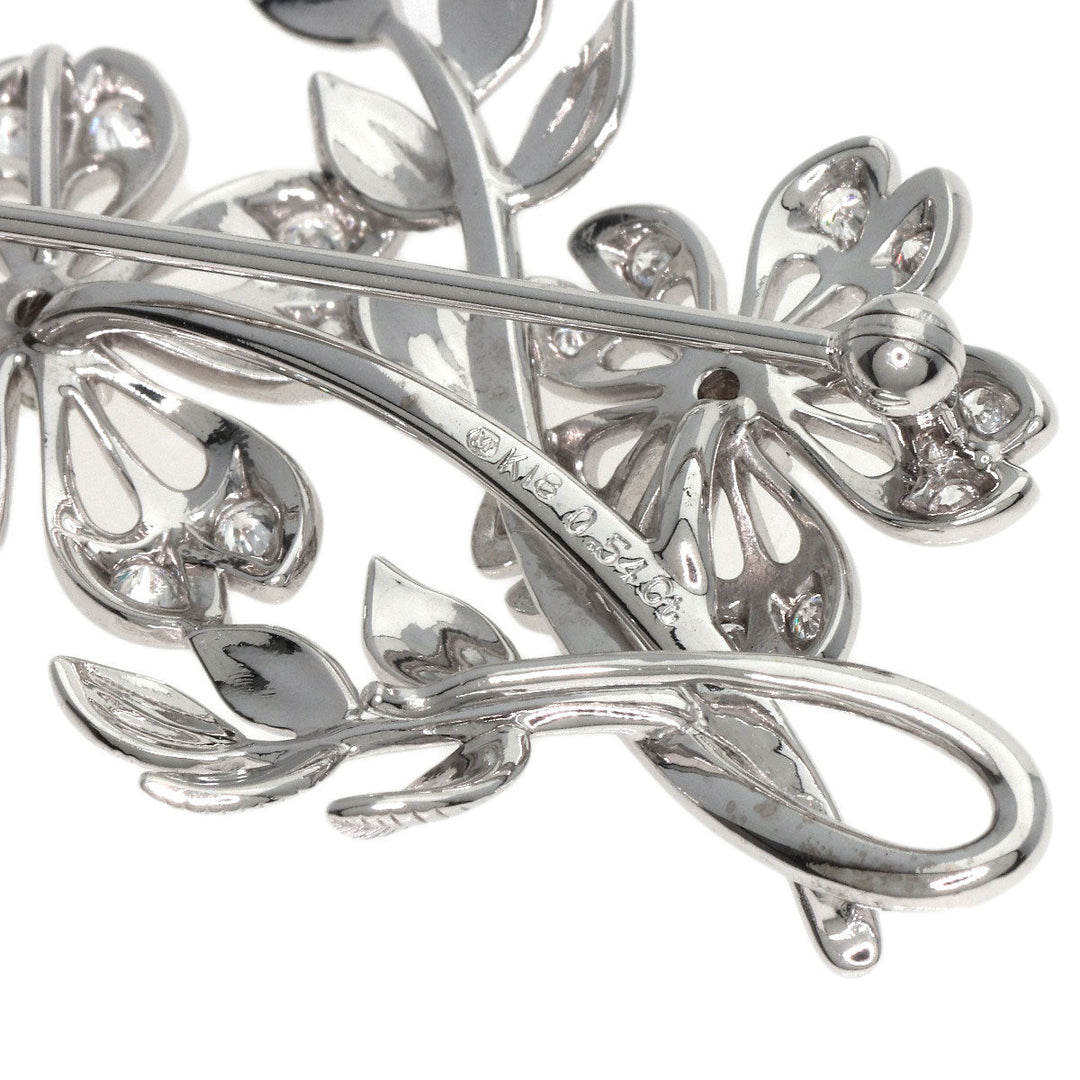 MIKIMOTO Brooch K18WG Silver Flower motif diamond