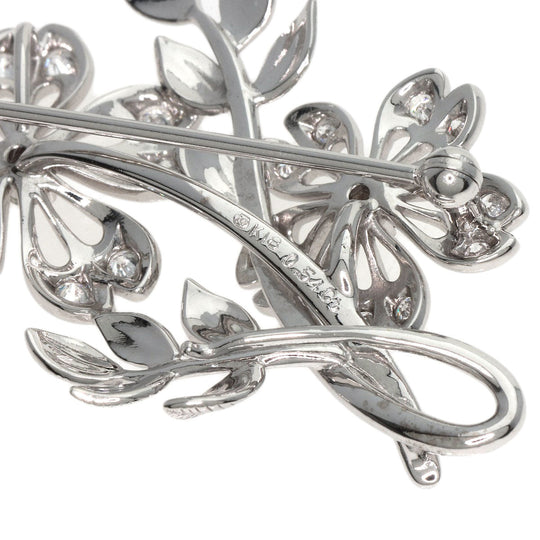 MIKIMOTO Brooch K18WG Silver Flower motif diamond