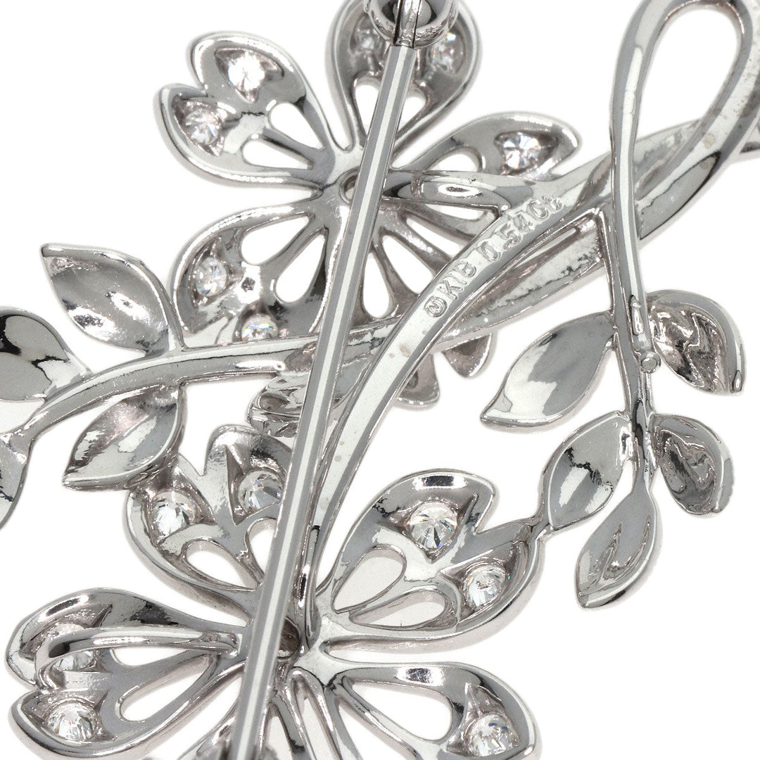 MIKIMOTO Brooch K18WG Silver Flower motif diamond