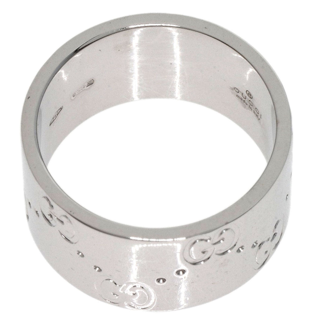 GUCCI Ring K18WG Silver Icon wide # 8 Women Used Authentic